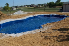 Finished installation of fiberglass pool.