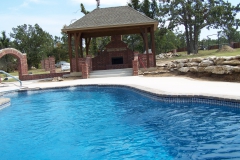 Outdoor Fireplace with Fiberglass Pool